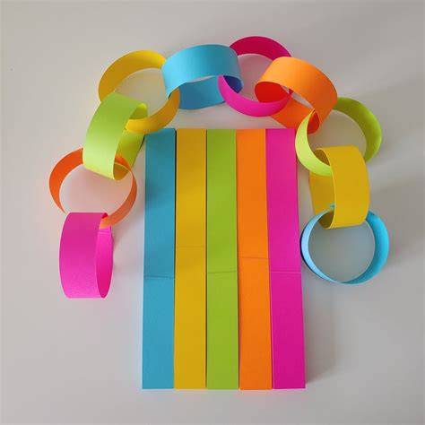 Paper Chain Kits Brilliant Rainbow Blue Yellow Green Orange Pink Long Double Sided Smooth 10 ...