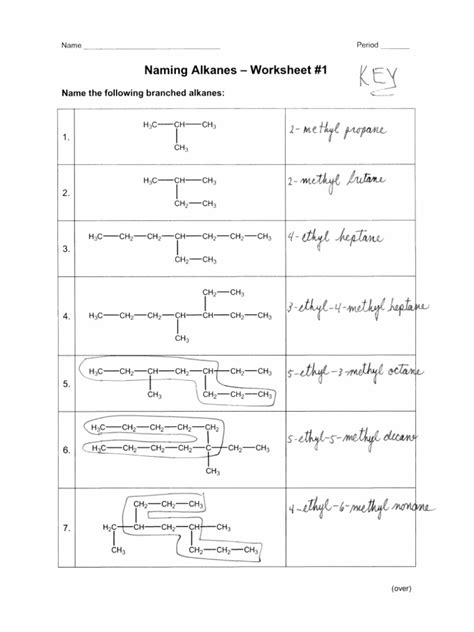 Naming Alkanes Worksheet 1 | PDF | Alkane | Atoms - Worksheets Library