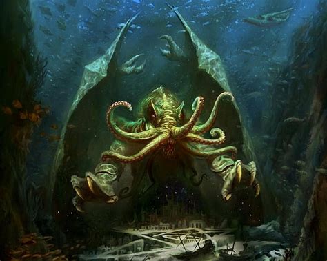 1440x2960px | free download | HD wallpaper: cthulhu h p_ lovecraft, water, underwater, sea ...