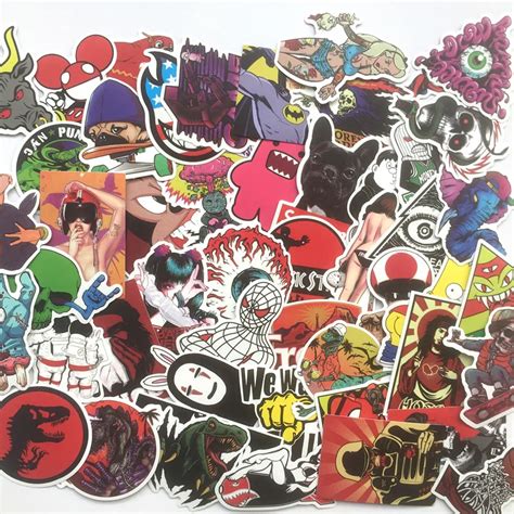 50Pcs The most popular Pvc Waterproof Cartoon graffiti Stickers For Laptop Motorcycle Skateboard ...