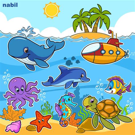 Under The Sea Cartoon Images - Shark Vector Sea Animals Underwater Fish ...