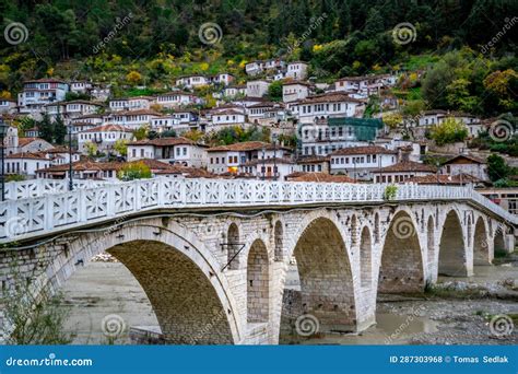 Gorica Bridge in Berat: the Bridge that Links Neighborhoods Gorica and Mangalem, Albania Stock ...