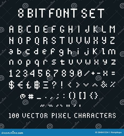 Pixel Font in 80s Vintage Screen Style - Vector Collection - Uppercase ...