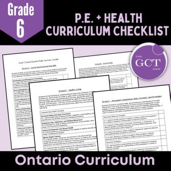 Ontario Grade 6 Health/ Phys. Ed Curriculum Checklist | TpT