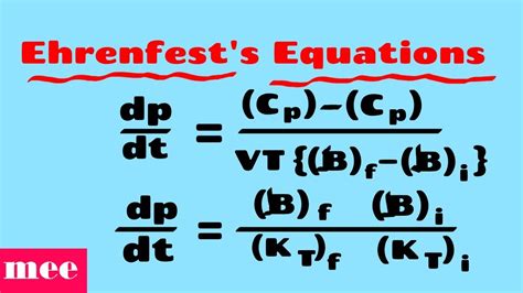 Derive Ehrenfest equation of thermodynamics - YouTube