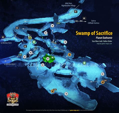 Swamp of Sacrifice Map, Dathomir for Star Wars Jedi Fallen Order