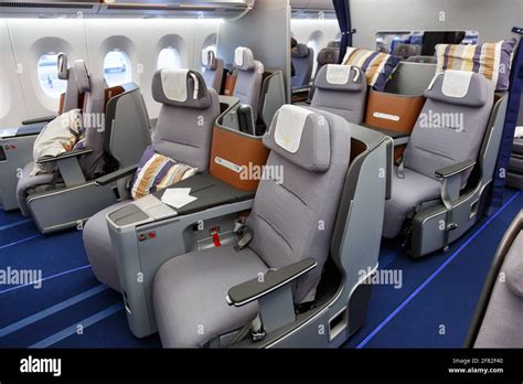 Munich, Germany – February 9, 2017: Lufthansa Business Class seats in ...