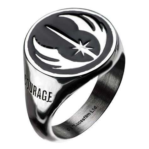 Star Wars - Jewelry Men's Stainless Steel Jedi Signet Ring (Silver/Black) - Size 11 - Walmart ...