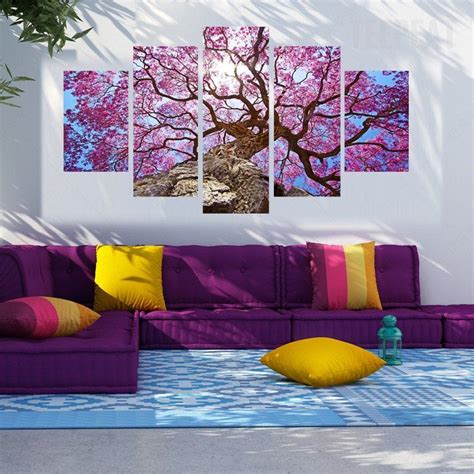 Big Purple Tree Before The Sunrise - 5 Piece Canvas #prints #prntable #painting #canvas # ...