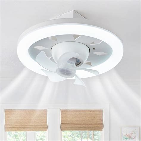 FANNEHONNE 12 in. LED Indoor White Mini Socket Ceiling Fan with Light ...