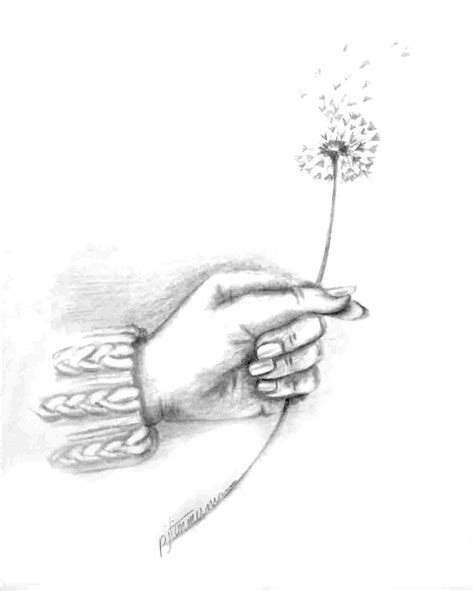 Hand Holding Flower Drawing at PaintingValley.com | Explore collection of Hand Holding Flower ...