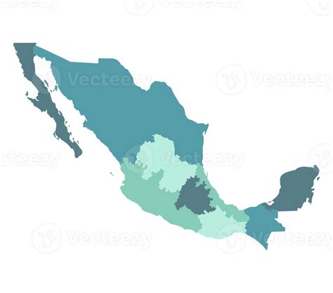 Map of Mexico with administrative regions in blue. Mexican map regions ...