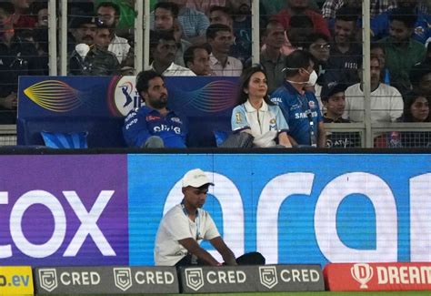 MI owners Nita Ambani and Akash Ambani watch the IPL 2023 match