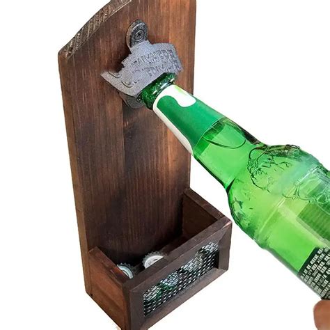 2018 NEW Wooden Vintage Beer Opener Wall mounted Beer Wall Opener Bottle Opener-in Other Bar ...