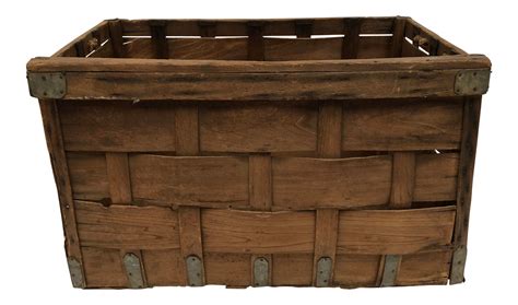 Vintage Woven Wood Industrial Laundry Basket on Chairish.com | Woven ...
