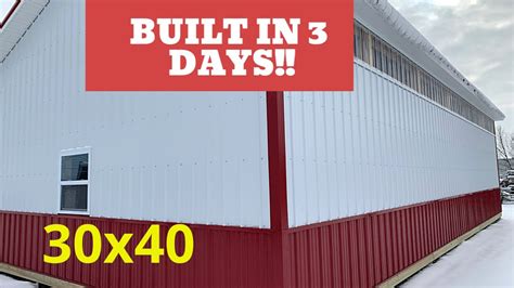 24x40 Pole Barn Garage Build - 3 Days Start to Finish! (Half the price of a Morton) - YouTube