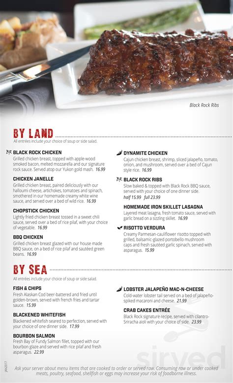 Black Rock Grill menu in Ann Arbor, Michigan, USA