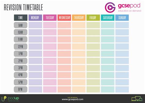 Student Resources | Gcsepod for Blank Revision Timetable Template – Pray.gelorailmu.com