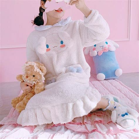 Women Bathrobe Melody Cosplay Cinnamoroll Costume Pajamas Sleepwear Plush Robe | eBay | Warm ...