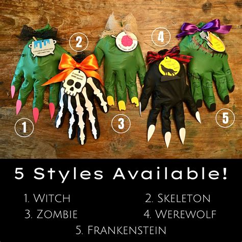 Mixed Set of 5 Halloween Hand Treat Bags 1 of Each Style: Zombie ...