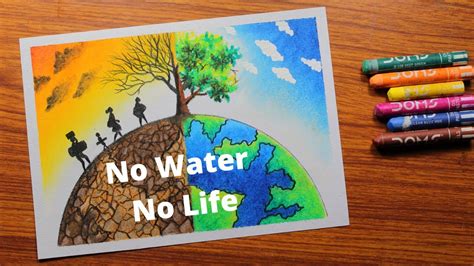 World water day drawing easy ( no water no life ) / poster drawing on world Water day step by ...