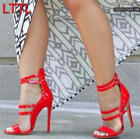 Aliexpress.com : Buy 2015 Women Red Sandals Sexy High Heels Ankle Strap ...