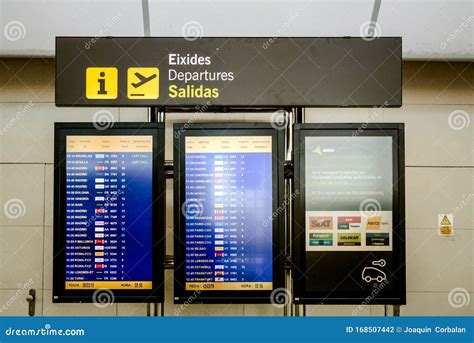 Valencia, Spain - March 8, 2019: Led Information Panel with Flight ...