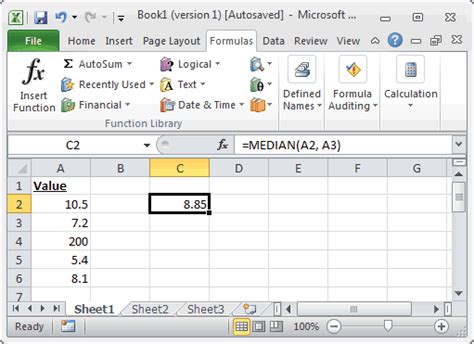 MS Excel: How to use the MEDIAN Function (WS)