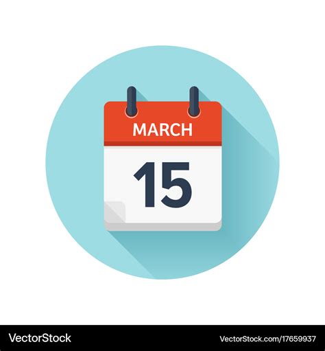 March 15 flat daily calendar icon date Royalty Free Vector