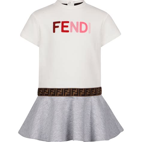 Fendi Logo Dress in Grey and White — BAMBINIFASHION.COM