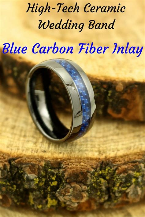Carbon Blue | Mens wedding rings black, Ceramic wedding bands, Black ...
