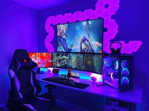 Cool gaming setups - Led lights (Purple) in 2021 | Video game rooms, Gaming room setup, Game ...