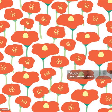 Seamless Vector Background Poppy Flower Field Stock Illustration ...