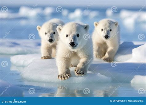 Polar Bear Cubs in the Snow. Ai Generative Stock Illustration ...