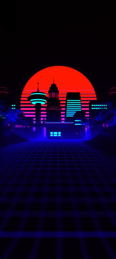 Black Wallpaper for iPhone in 4K: Retro Futuristic Synthwave 80s Vibe - Wallpaperize