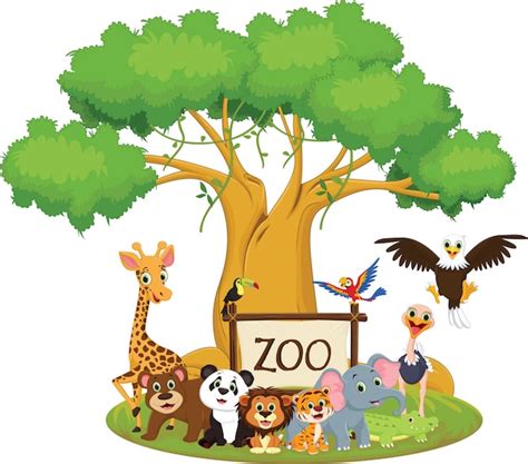 Premium Vector | Illustration of funny zoo animal cartoon