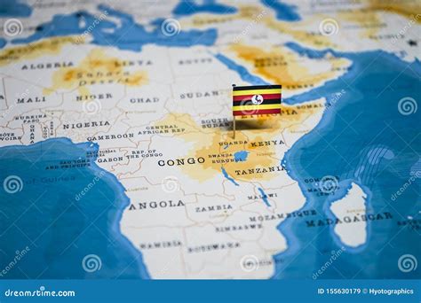 The Flag of Uganda in the World Map Stock Image - Image of arrival, capital: 155630179