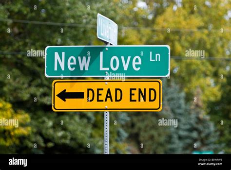 New Love sign with Dead end sign below arrow pointed left A funny wedding or engagement card ...