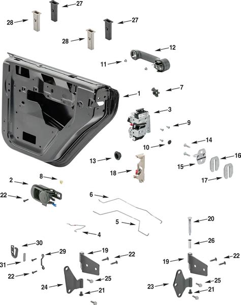 Jeep Wrangler JK Rear Half Steel Door Parts - Quadratec