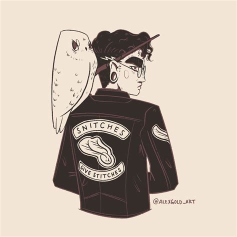 Punk Harry Potter fan art with sassy Hedwig, created on iPad Pro with Procreate and Apple Pencil ...