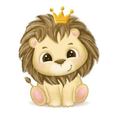 Hand Drawn Cute Baby Lion Illustration | Baby animal drawings, Lion ...