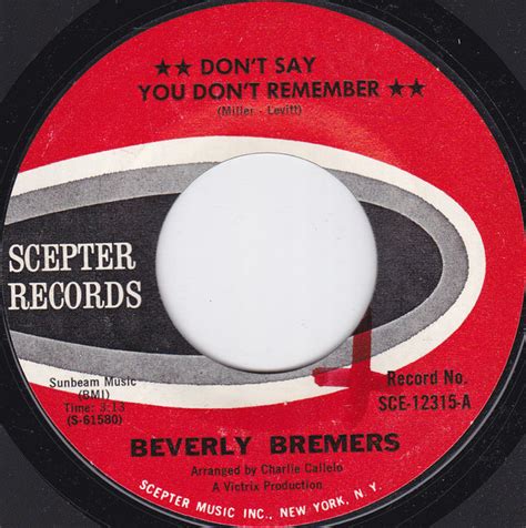 Beverly Bremers - Don't Say You Don't Remember (1971, 1st Press, Vinyl) | Discogs