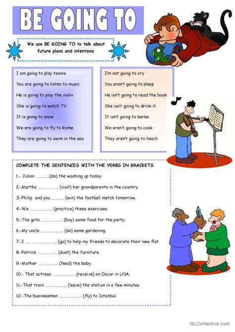 BE GOING TO - Future Tense Exercise…: English ESL worksheets pdf & doc