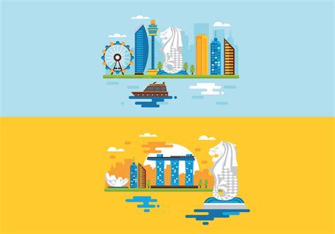 Singapore Skyline Vector Art, Icons, and Graphics for Free Download