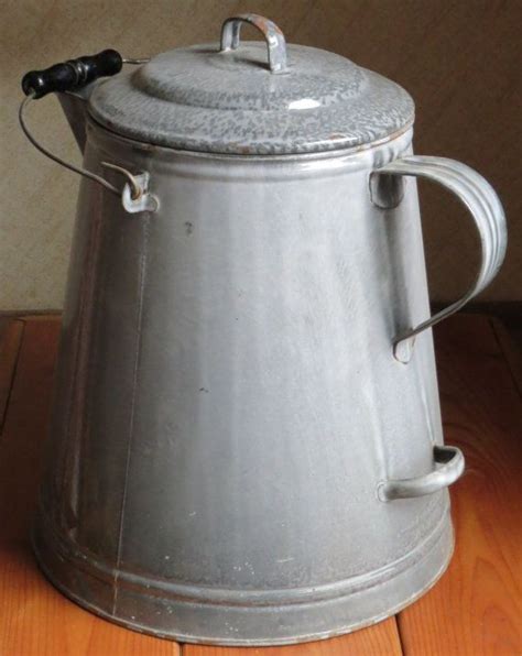 Grey Unused Cowboy Coffee Pot Speckled Enamelware Graniteware Kettle Vintage Antique Chuck Wagon ...