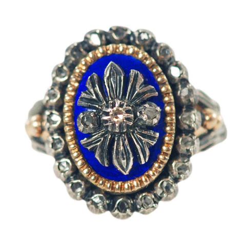 Antique Rose Cut Diamond and Enamel Ring at 1stDibs