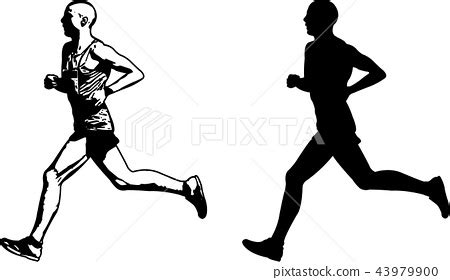 runner sketch and silhouette - Stock Illustration [43979900] - PIXTA