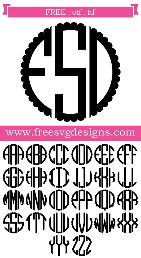 Free Circle Monogram Font Download For Silhouette | semashow.com