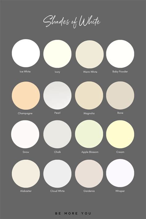 Shades of White | Be More You Online | Brandstrategist | Purple color names, Red color names ...