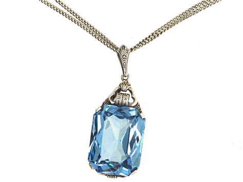 Art Deco Synthetic Blue Spinel Pendant on Silver Chain (88M) | The ...